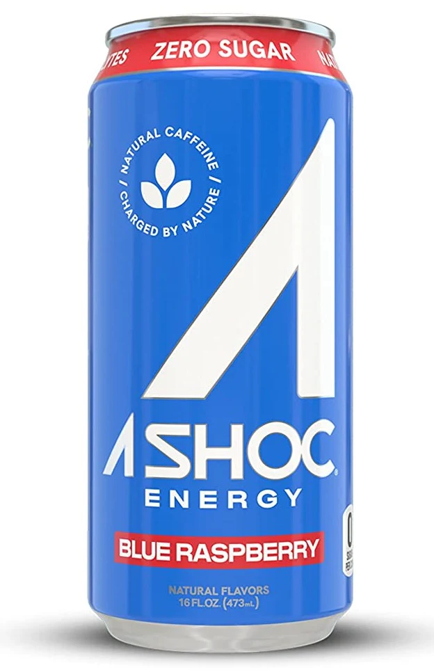 A SHOC Energy Drink, Blue Raspberry, 16oz (Pack of 12)
