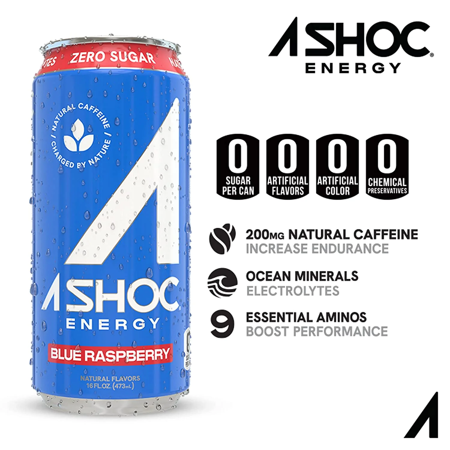 A SHOC Energy Drink, Blue Raspberry, 16oz (Pack of 12) - Image 3