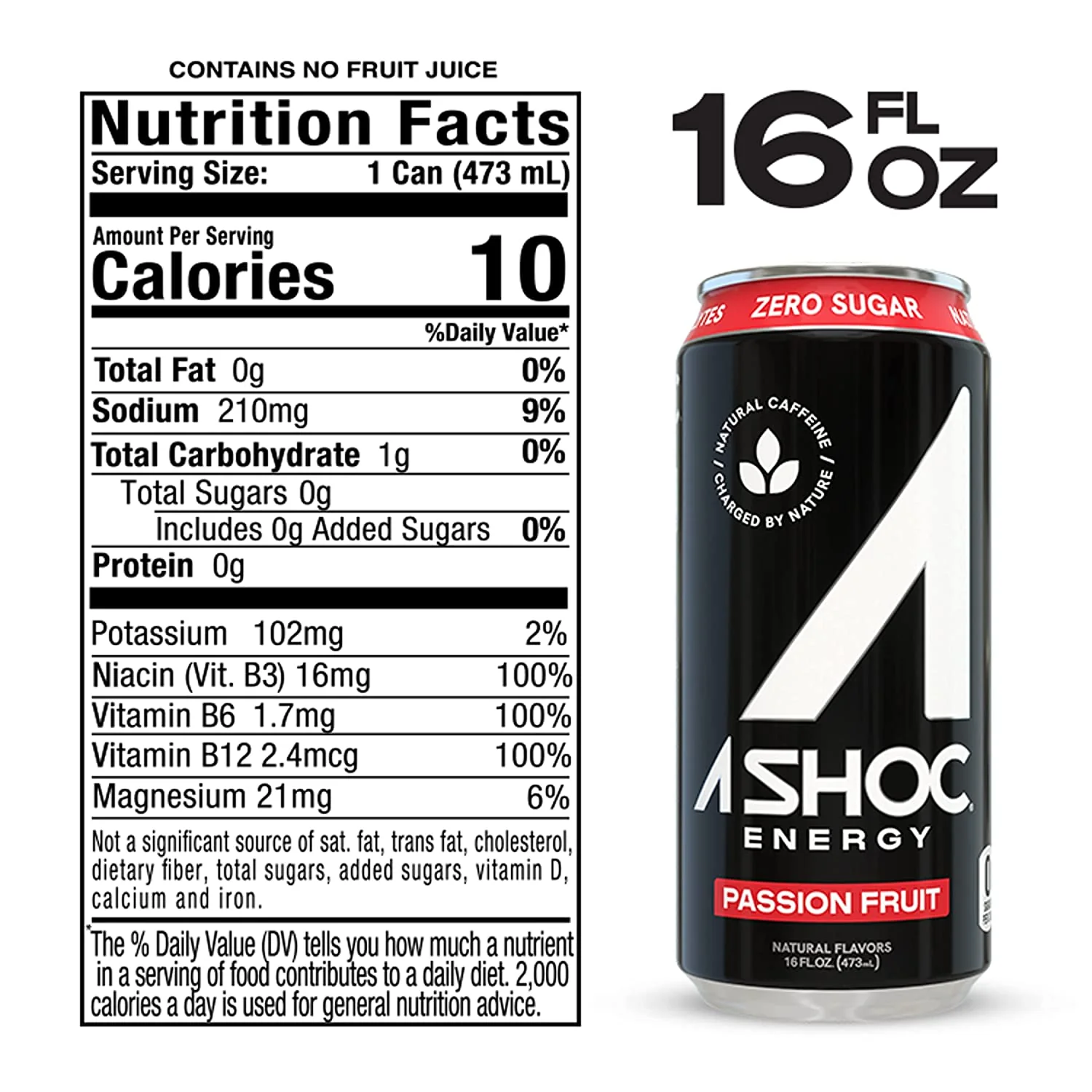 A SHOC Energy Drink, Passion Fruit, 16oz (Pack of 12) - Image 2