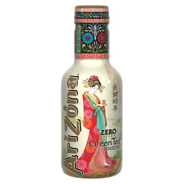 AriZona Green Tea Zero Iced Tea 16.9 oz Plastic Bottles (Pack of 20)