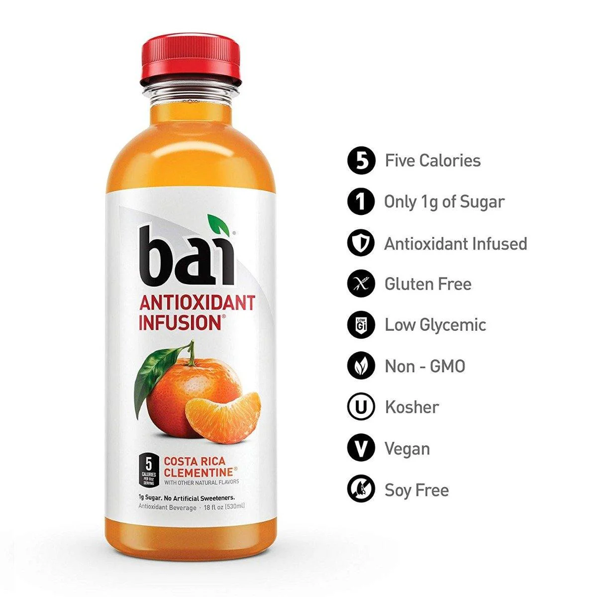Bai Flavored Water, Costa Rica Clementine, Antioxidant Infused Drinks, 18 fl oz (Pack of 12) - Image 4