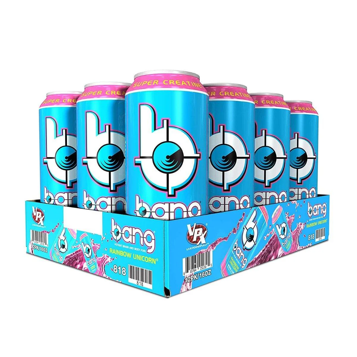 BANG Energy Drink, Rainbow Unicorn, 16oz Cans (Pack of 12) - Image 2