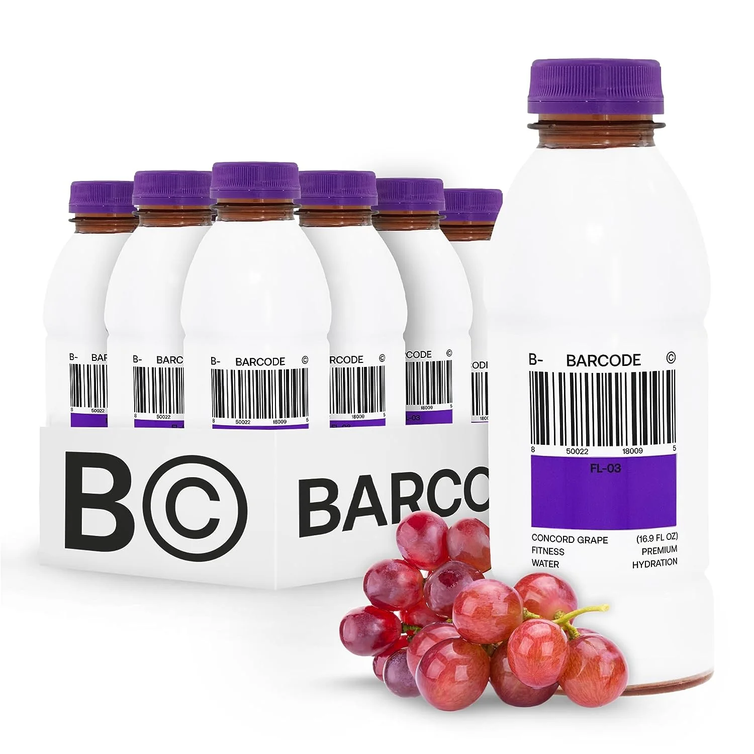 Barcode Hydration Drink, Concord Grape, 16.9oz (Pack of 12)