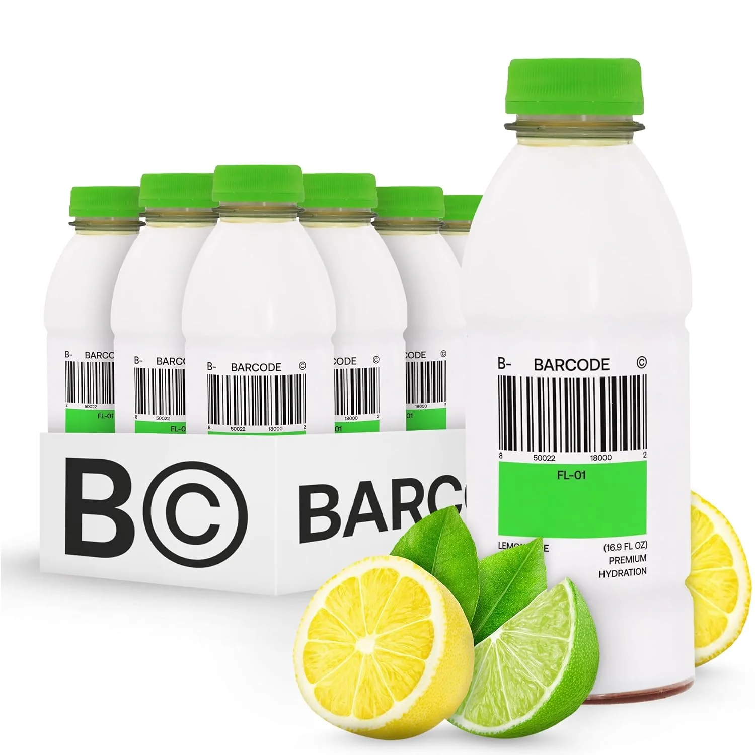 Barcode Hydration Drink, Lemon Lime, 16.9oz (Pack of 12)