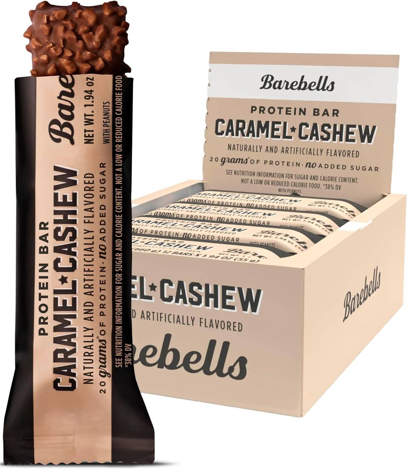 Barebells 20g Protein Bars, Caramel Cashew, 1.94oz (Pack of 12)
