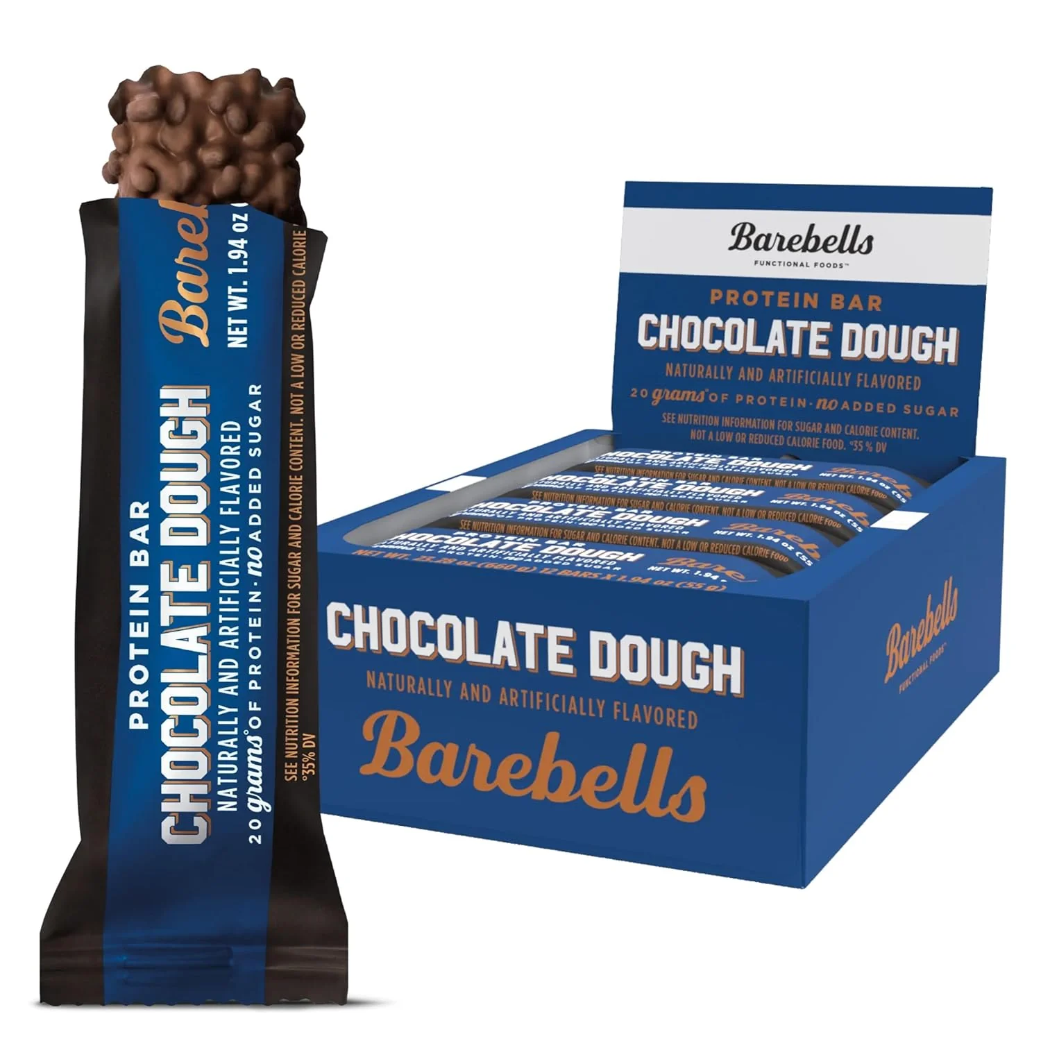 Barebells 20g Protein Bars, Chocolate Dough, 1.94oz (Pack of 12)