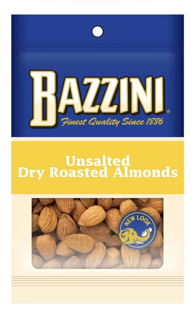 Bazzini Quality Nuts, Unsalted Dry Roasted Almonds, 1.25oz (Pack of 12)
