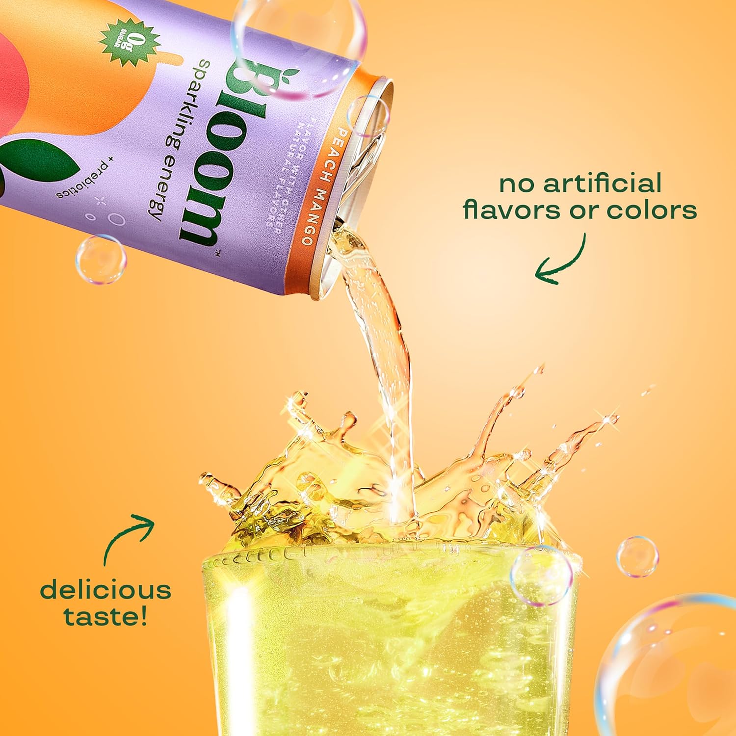 Bloom Sparkling Energy Drink, Peach Mango, 12oz (Pack of 12) - Image 5
