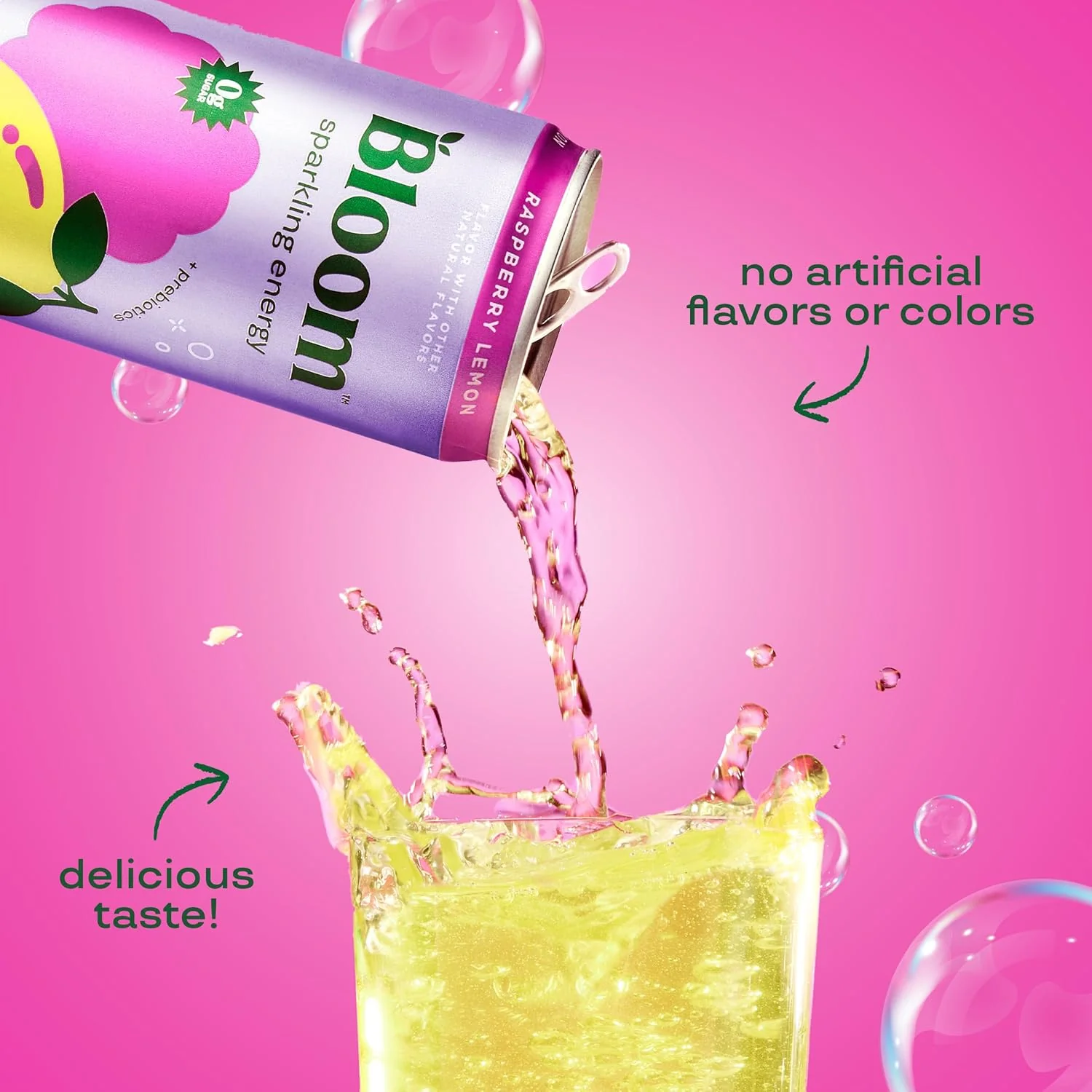 Bloom Sparkling Energy Drink, Raspberry Lemon, 12oz (Pack of 12) - Image 5