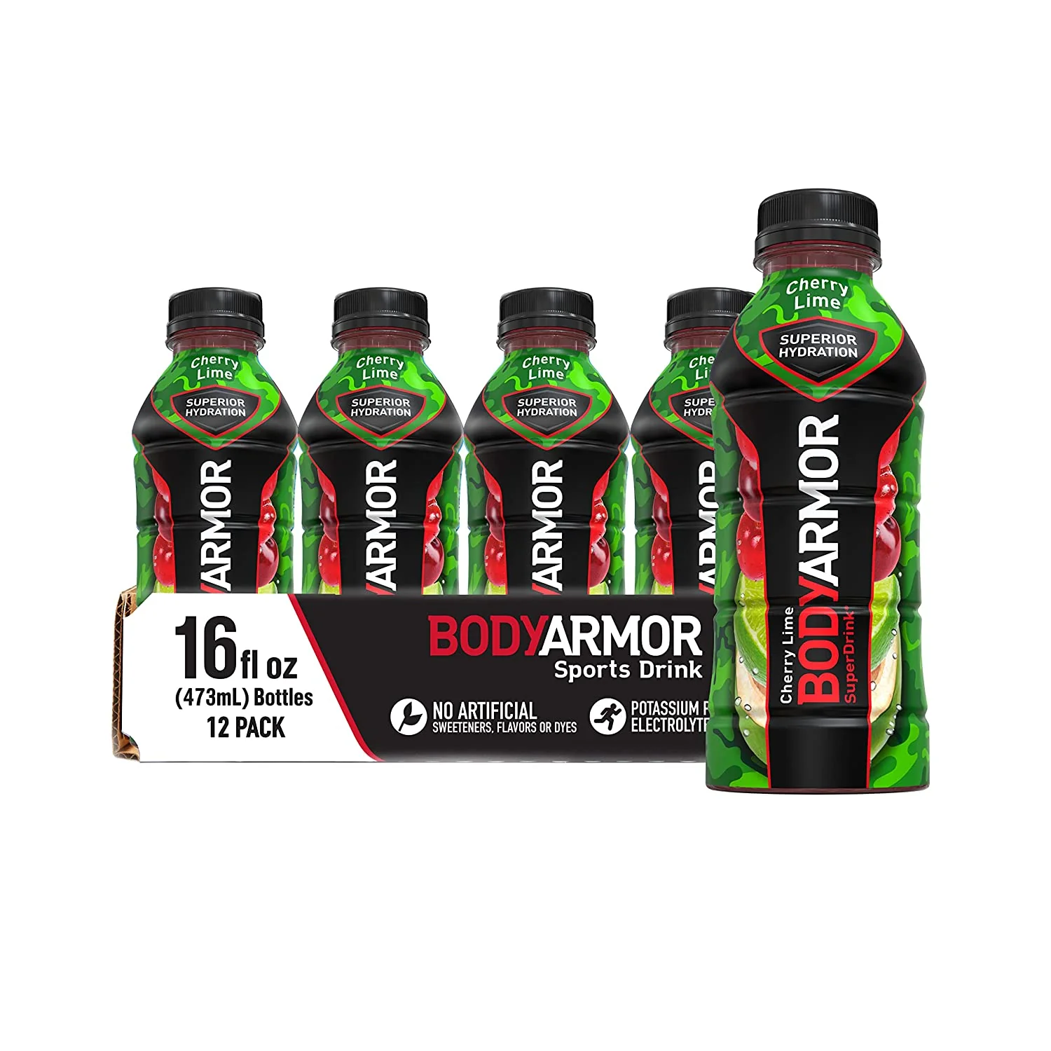 BodyArmor Electrolyte SuperDrink, Cherry Limeade, 16 Oz (Pack of 12)
