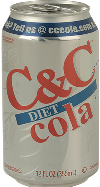C&C Cola Soft Drink, Diet Cola, 12oz (Pack of 24)