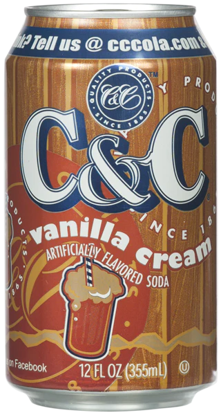 C&C Cola Soft Drink, Vanilla Cream, 12oz (Pack of 24)