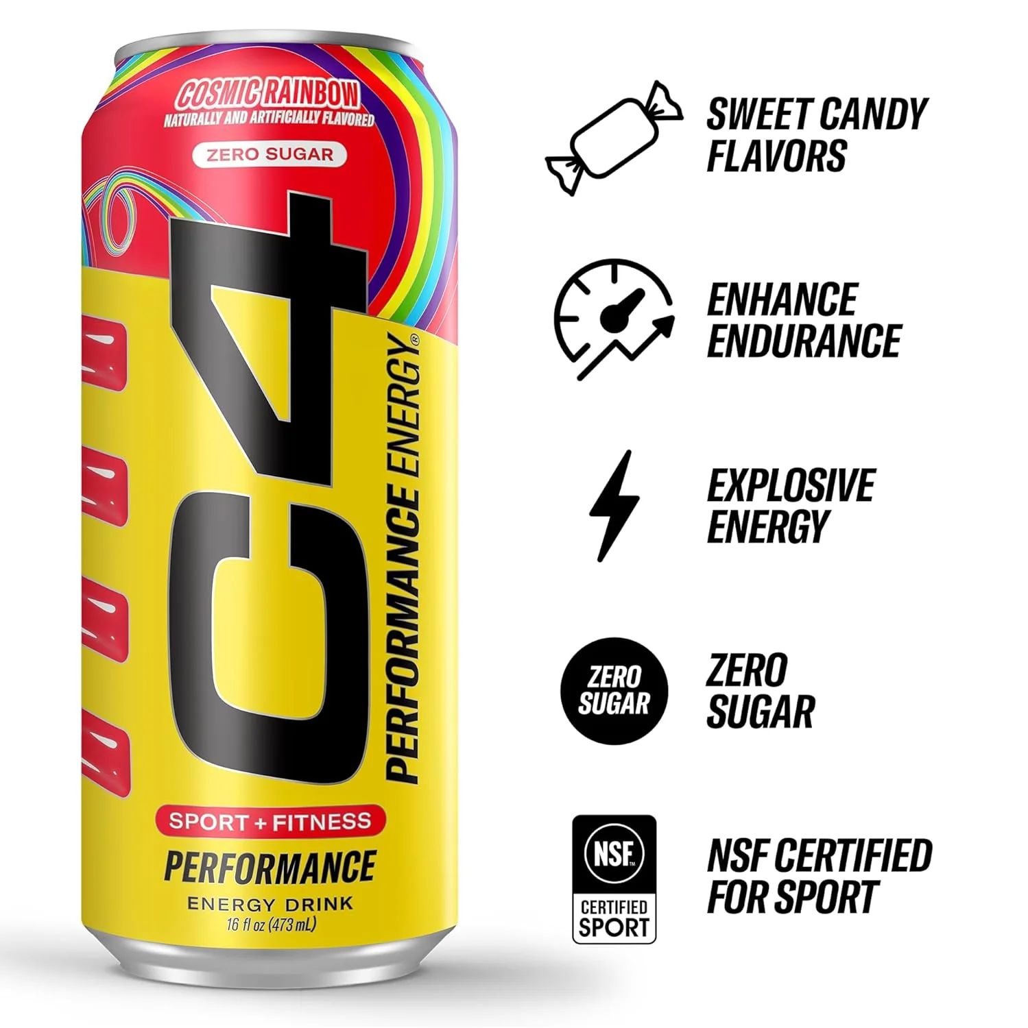 Cellucor C4 Performance Zero Sugar Energy Drink, Cosmic Rainbow, 16oz (Pack of 12) - Image 8