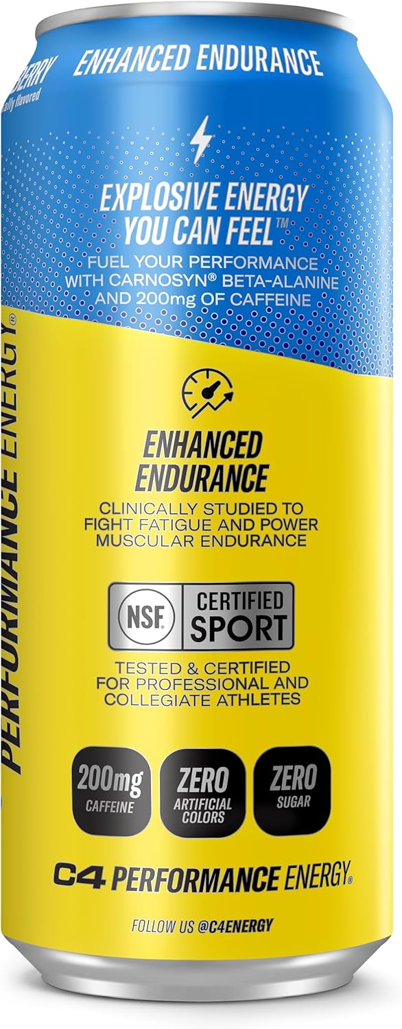 Cellucor C4 Performance Zero Sugar Energy Drink, Jolly Rancher Blue Raspberry, 16 FL oz (Pack of 12) - Image 5