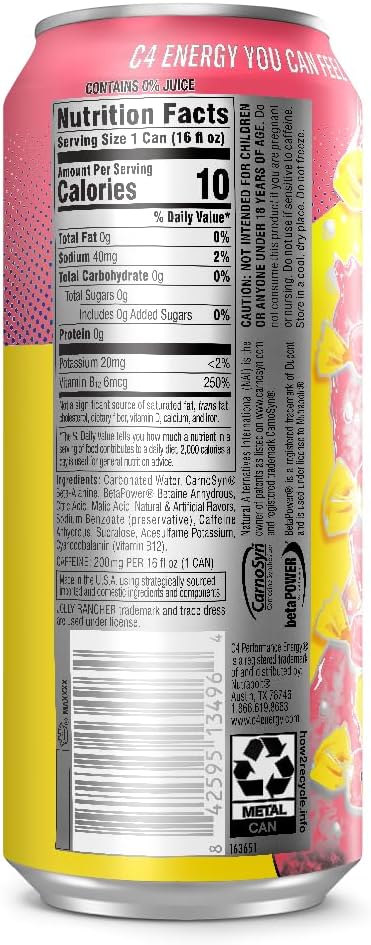Cellucor C4 Performance Zero Sugar Energy Drink, Jolly Rancher Watermelon, 16 oz (Pack of 12) - Image 3