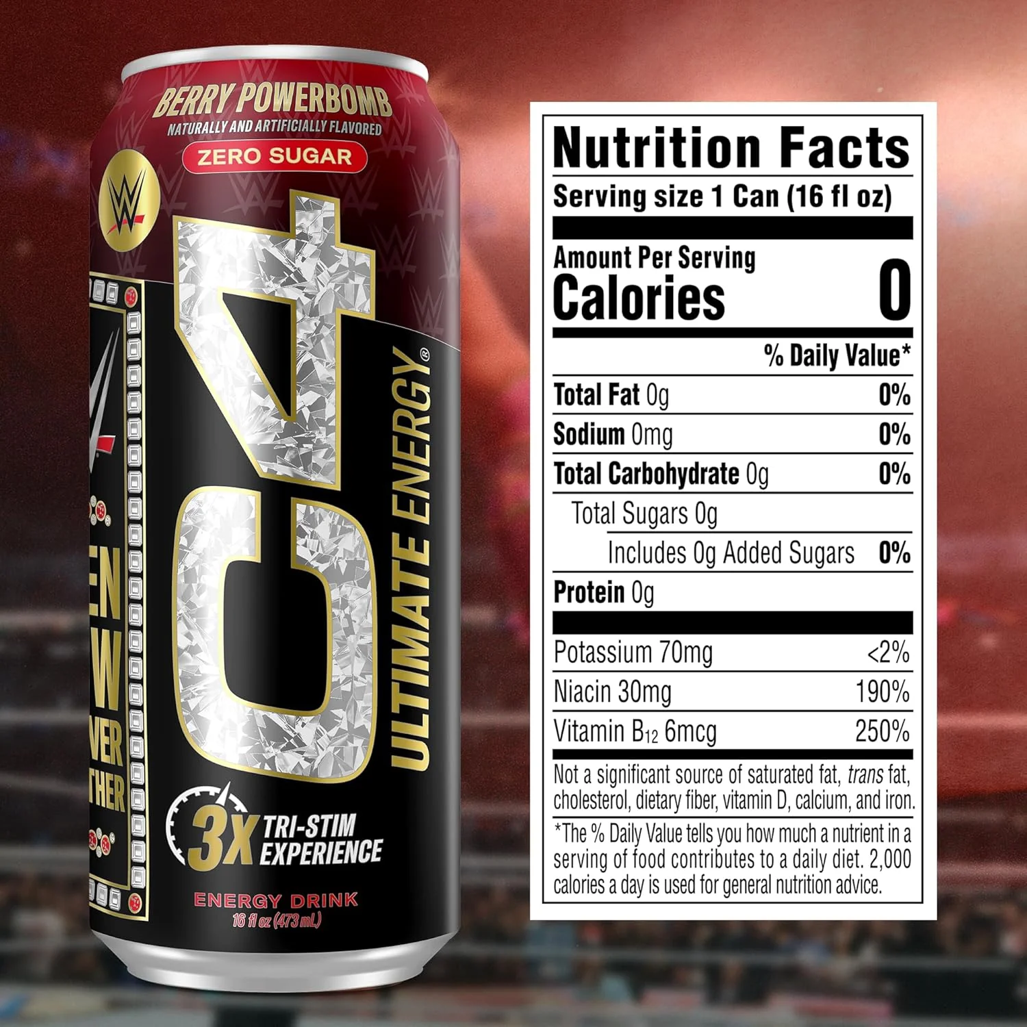 C4 Ultimate Sugar-Free Energy Drink, Berry Powerbomb, 16oz (Pack of 12) - Image 2