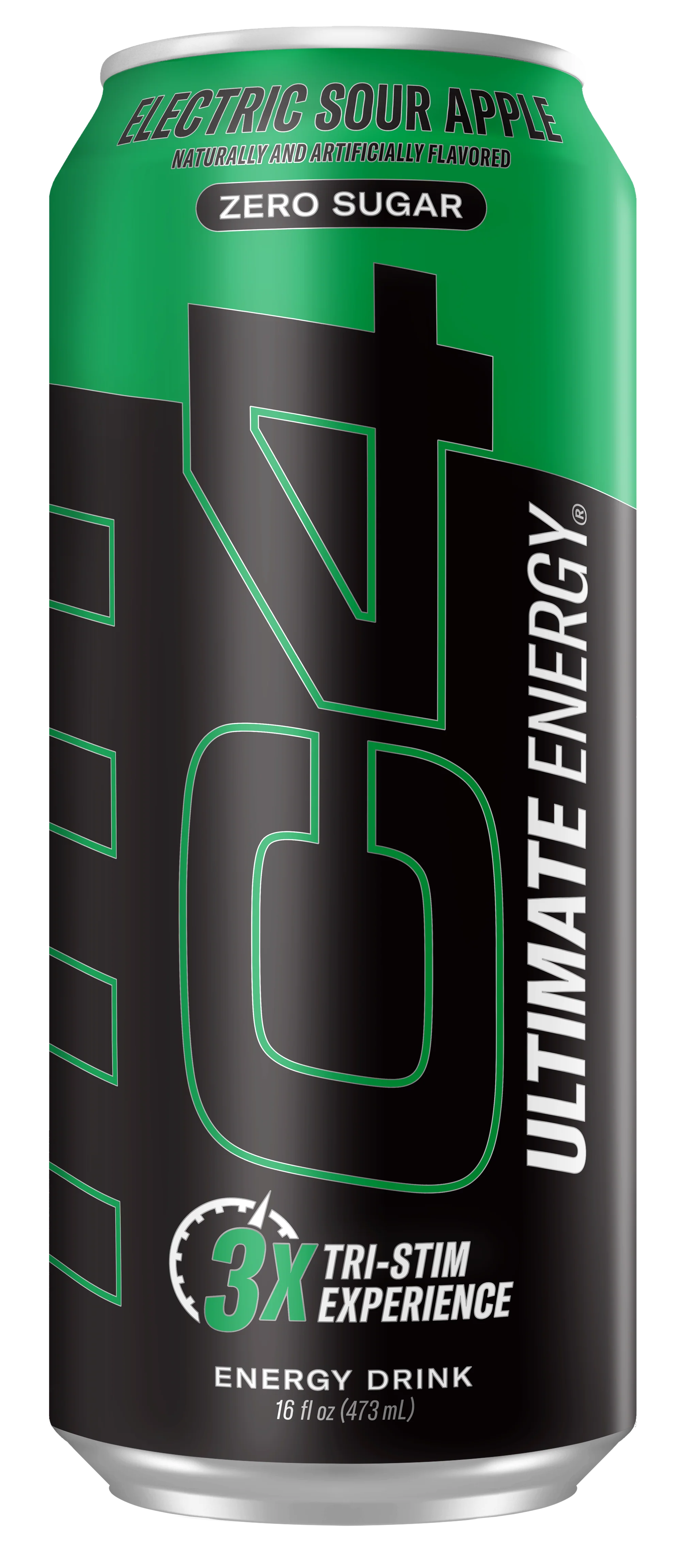 C4 Ultimate Sugar-Free Energy Drink, Electric Sour Apple, 16oz (Pack of 12) - Image 6