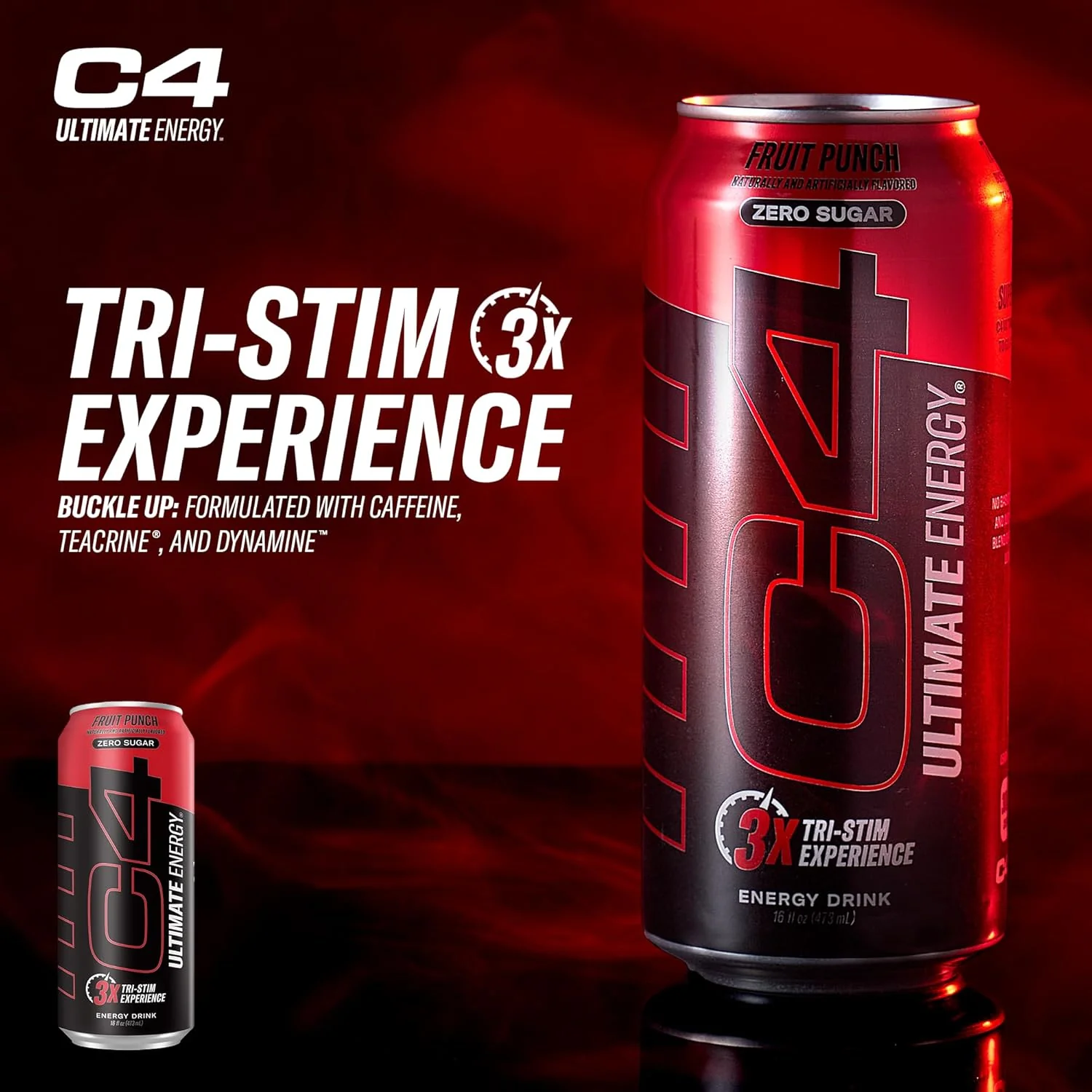 C4 Ultimate Sugar-Free Energy Drink, Fruit Punch, 16oz (Pack of 12) - Image 5