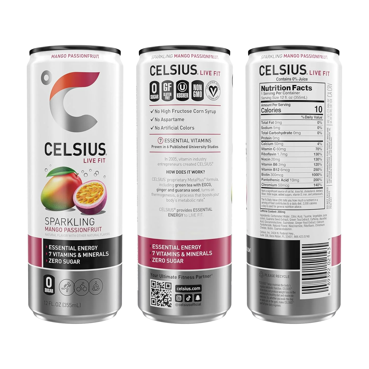 CELSIUS Sparkling Energy Drink, Mango Passionfruit 12oz (Pack of 12) - Image 3
