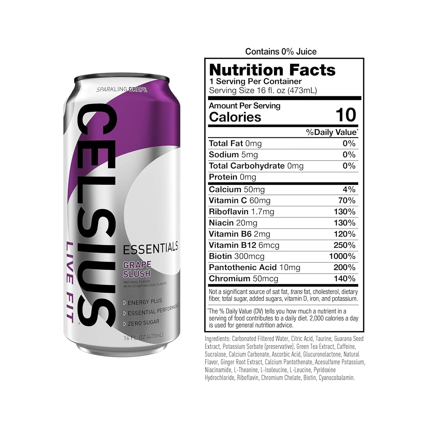 CELSIUS ESSENTIALS Sparkling Energy Drink, Grape Slush, 16oz (Pack of 12) - Image 2