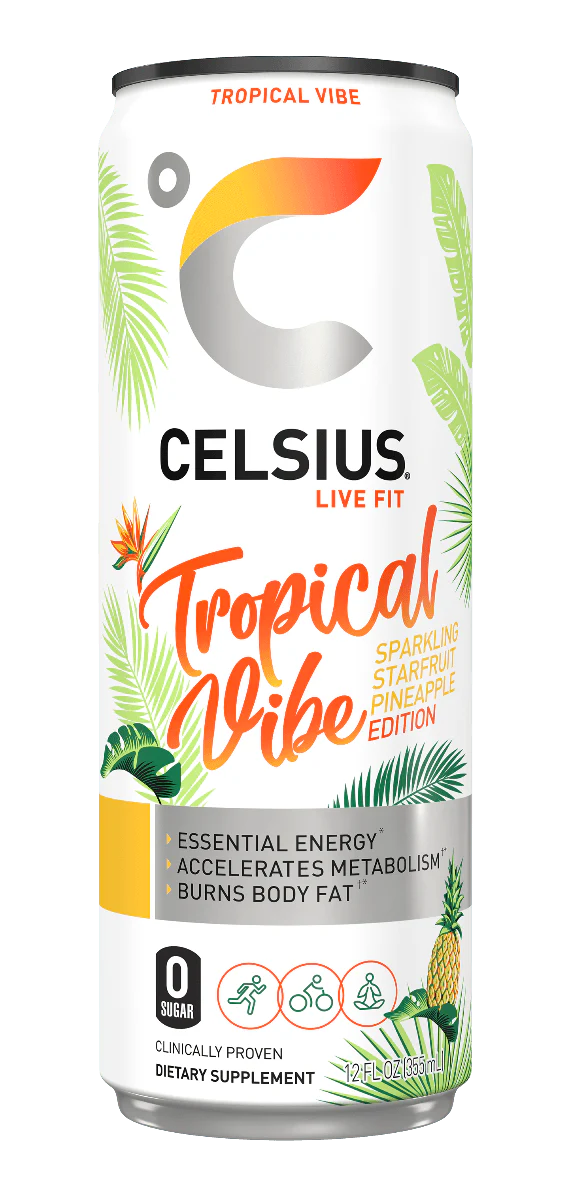 CELSIUS Sparkling Energy Drink, Tropical Vibe, 12oz (Pack of 12) - Image 4