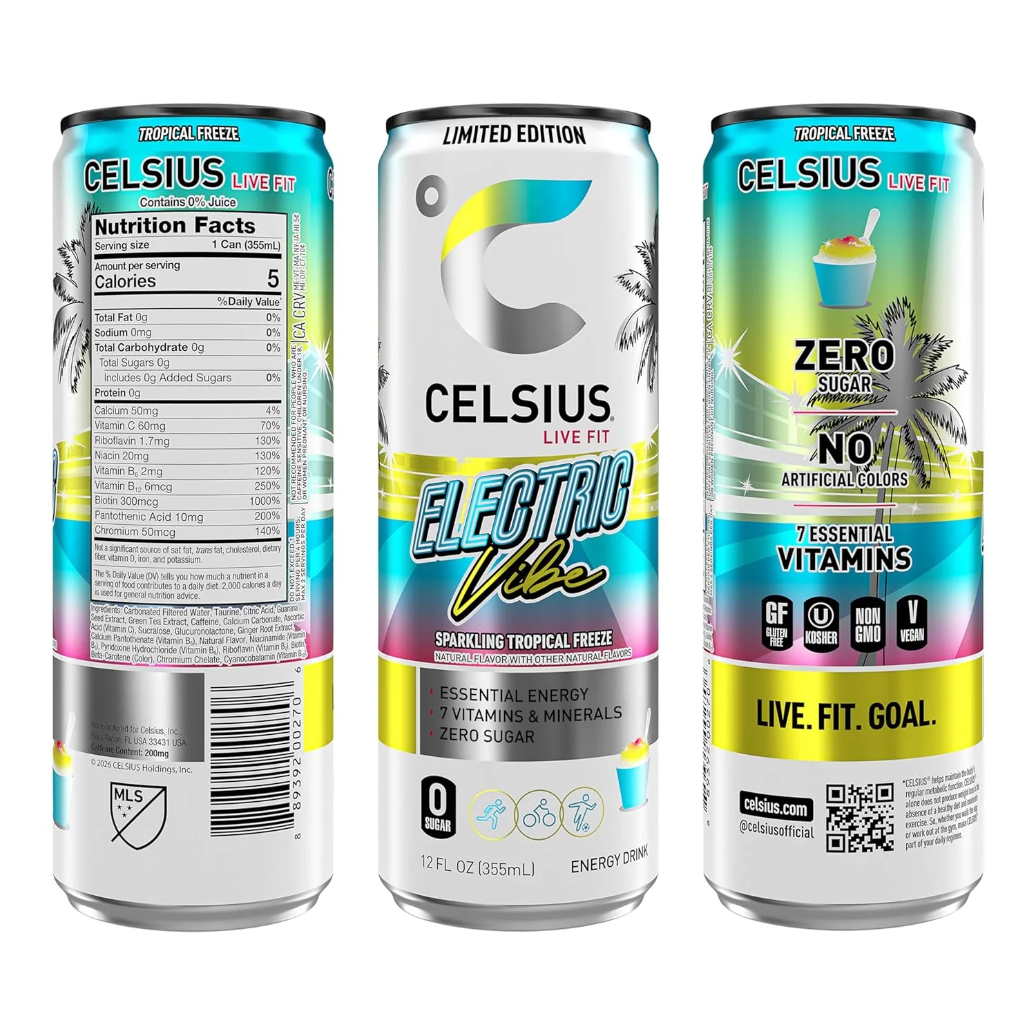 CELSIUS Sparkling Energy Drink, Electric Vibe, 12oz (Pack of 12) - Image 3