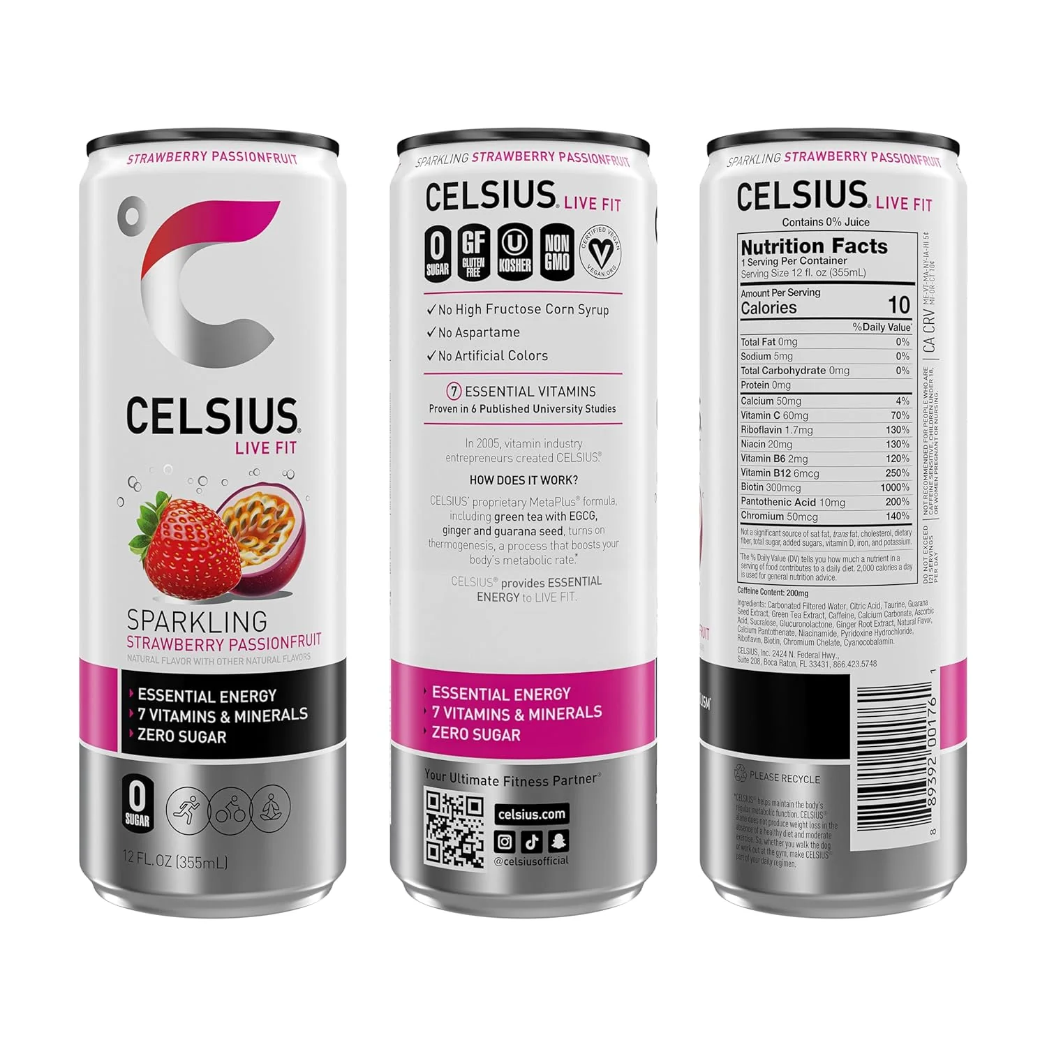 CELSIUS Sparkling Energy Drink, Strawberry Passionfruit, 12oz (Pack of 12) - Image 3