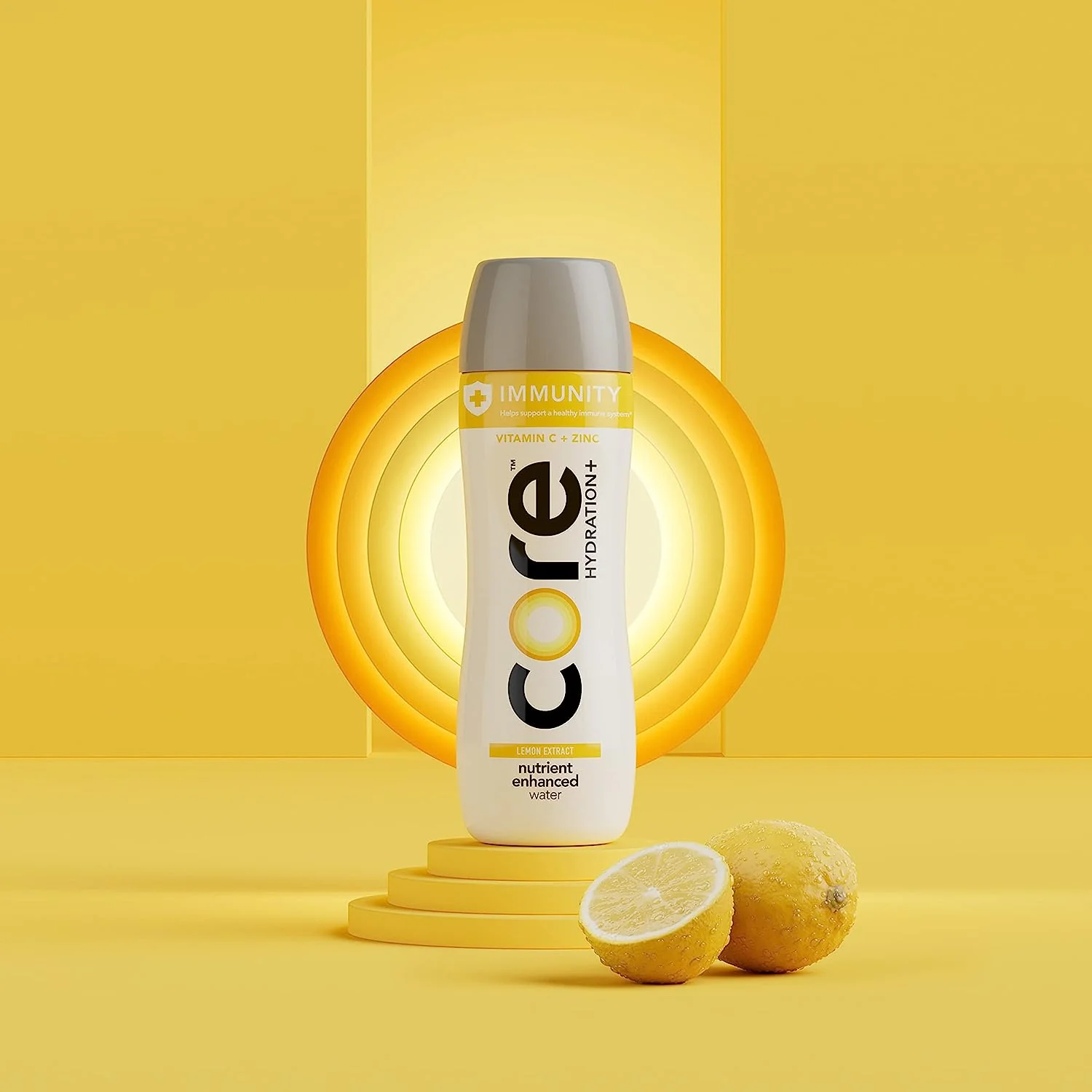 Core Hydration Plus Enhanced Water, Immunity - Lemon Extract, 23.9oz (Pack of 12) - Image 3