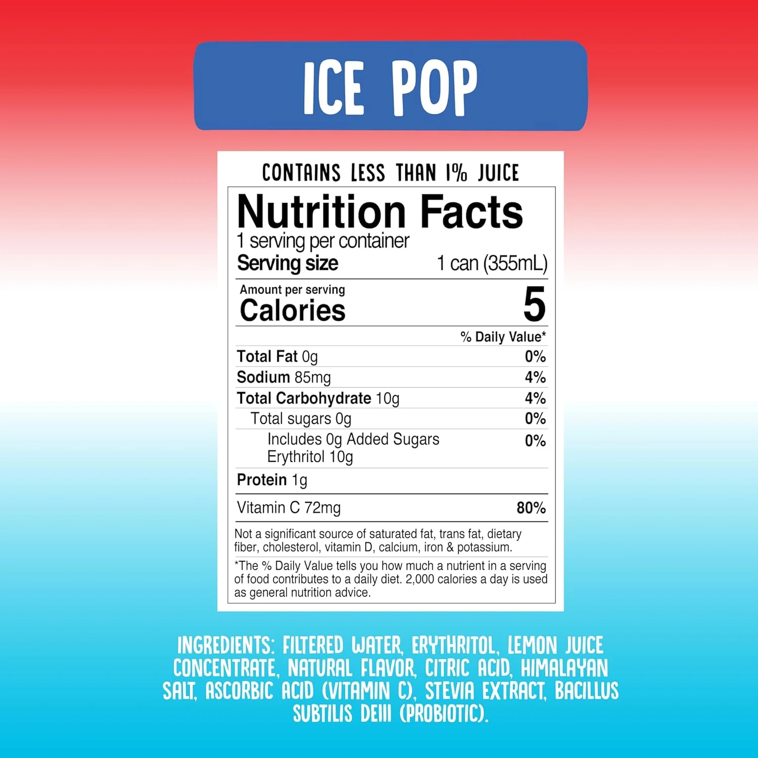 Cove Soda Probiotic Soft Drink, Ice Pop, 12oz (Pack of 12) - Image 2