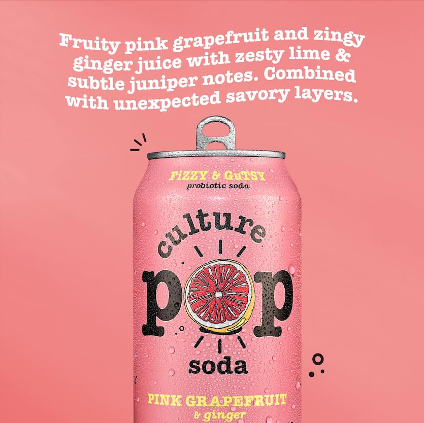 Culture Pop Sparkling Prebiotic Soda, Grapefruit, 12oz (Pack of 12) - Image 5