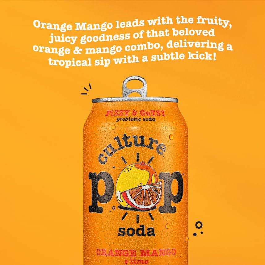 Culture Pop Sparkling Prebiotic Soda, Orange Mango, 12oz (Pack of 12) - Image 5