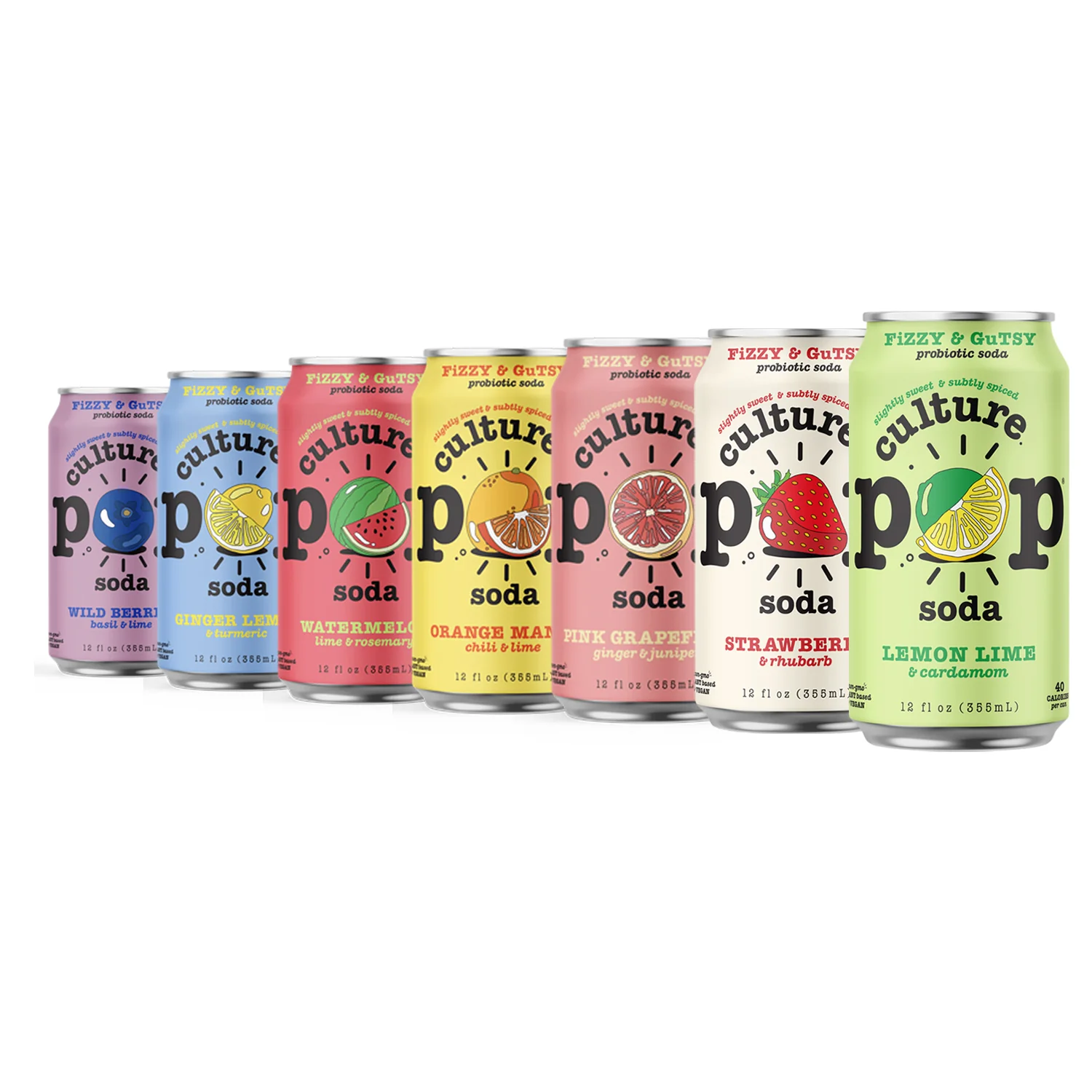 Culture Pop Sparkling Probiotic Soda 12oz - Mix & Match Custom Pack of 8