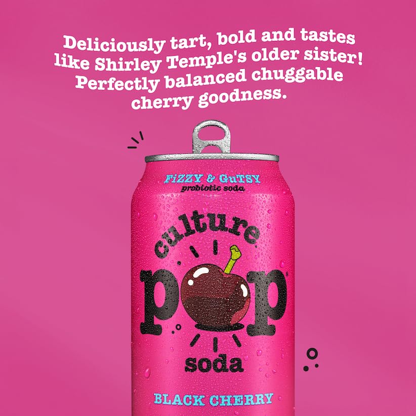 Culture Pop Sparkling Probiotic Soda, Black Cherry, 12oz (Pack of 12) - Image 5