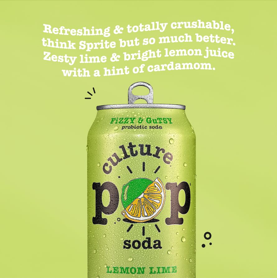 Culture Pop Sparkling Probiotic Soda, Lemon Lime, 12oz (Pack of 12) - Image 5