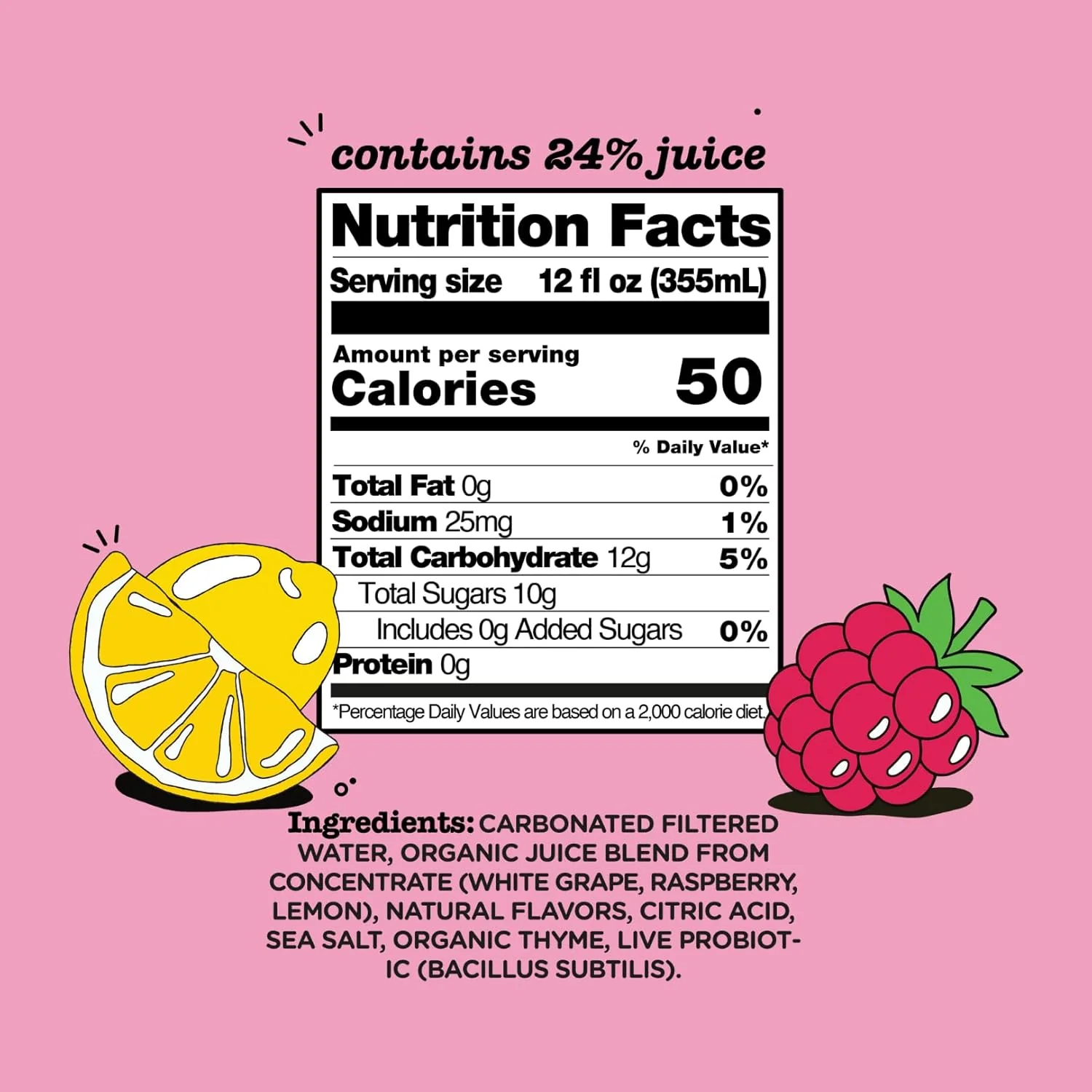 Culture Pop Sparkling Probiotic Soda, Raspberry Lemonade, 12oz (Pack of 12) - Image 2