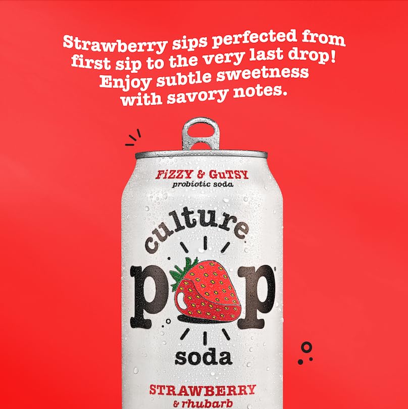 Culture Pop Sparkling Probiotic Soda, Strawberry, 12oz (Pack of 12) - Image 5