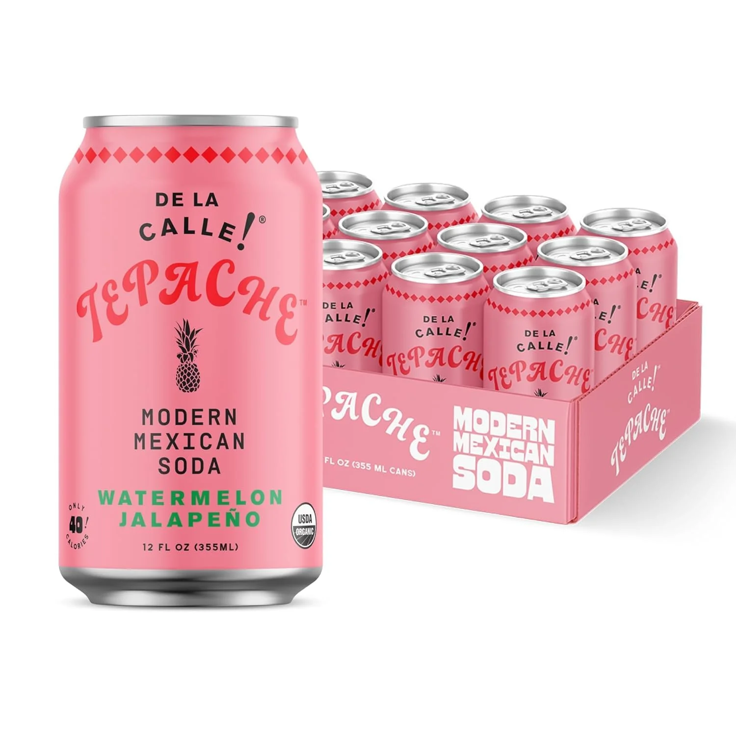 De La Calle Tepache Modern Mexican Soda, Watermelon Jalapeno, 12oz (Pack of 12)