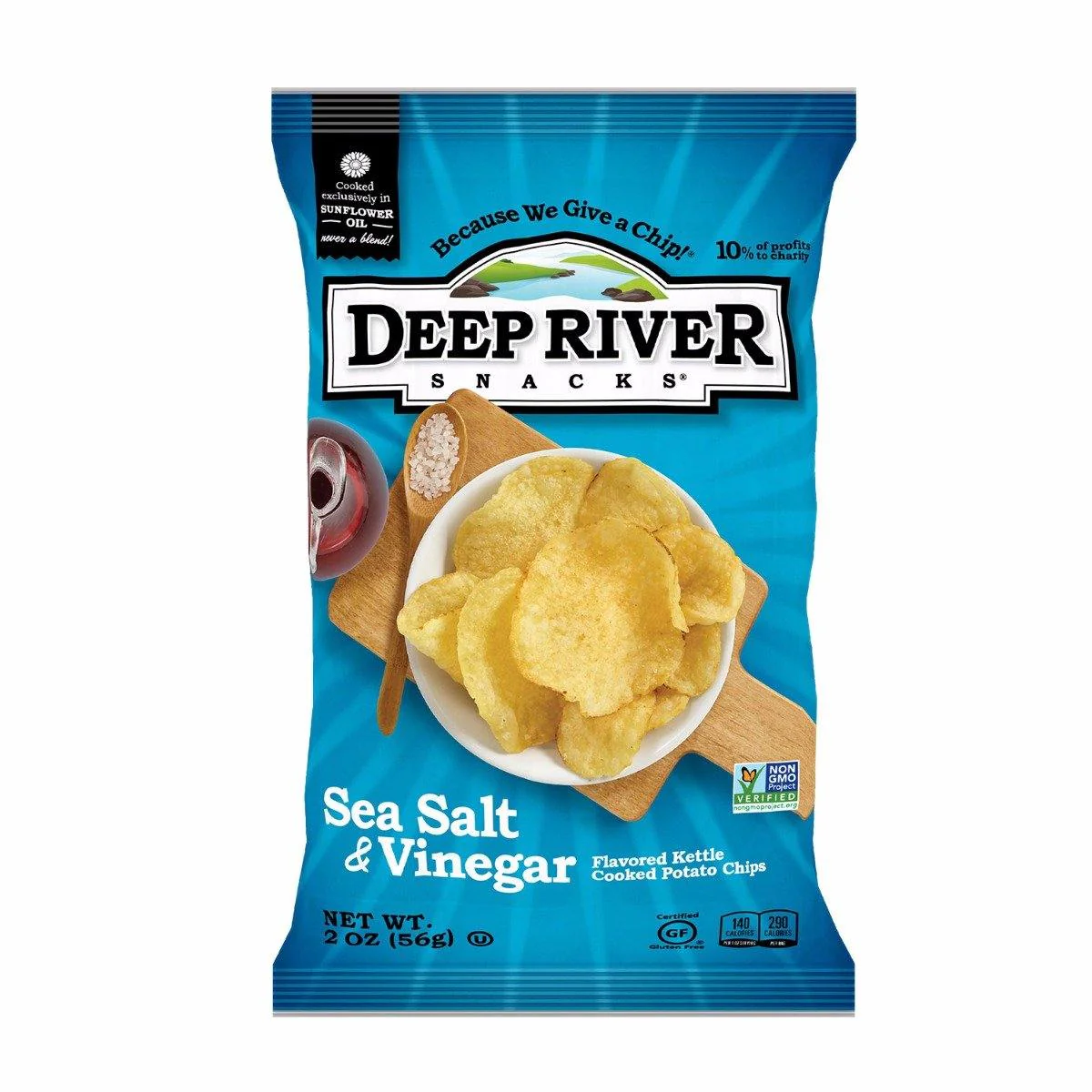 Deep River Snacks Potato Chips Sea Salt & Vinegar 2 oz bag (24 Pack)