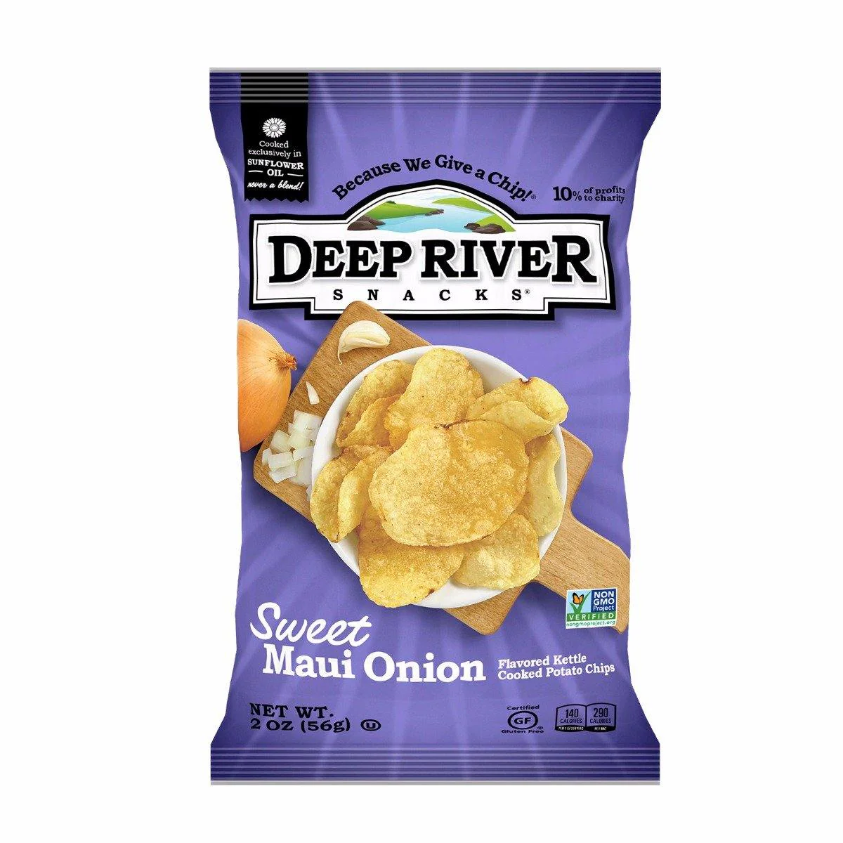 Deep River Snacks Potato Chips Sweet Maui Onion 2 oz bag (24 Pack)