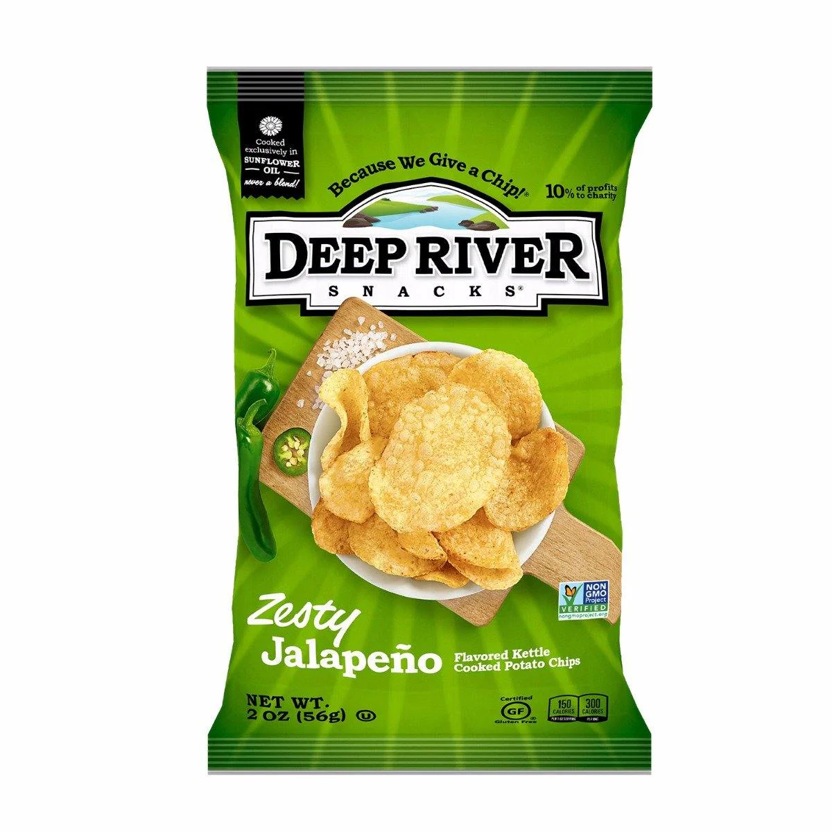 Deep River Snacks Potato Chips Zesty Jalapeno 2 oz bag (24 Pack)