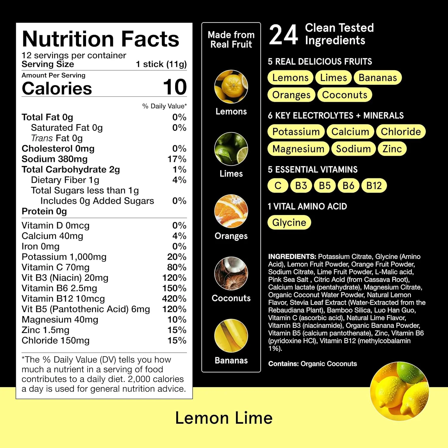 DryWater Electrolyte Powder Packets, Lemon Lime, 0.39oz (Pack of 12) - Image 2