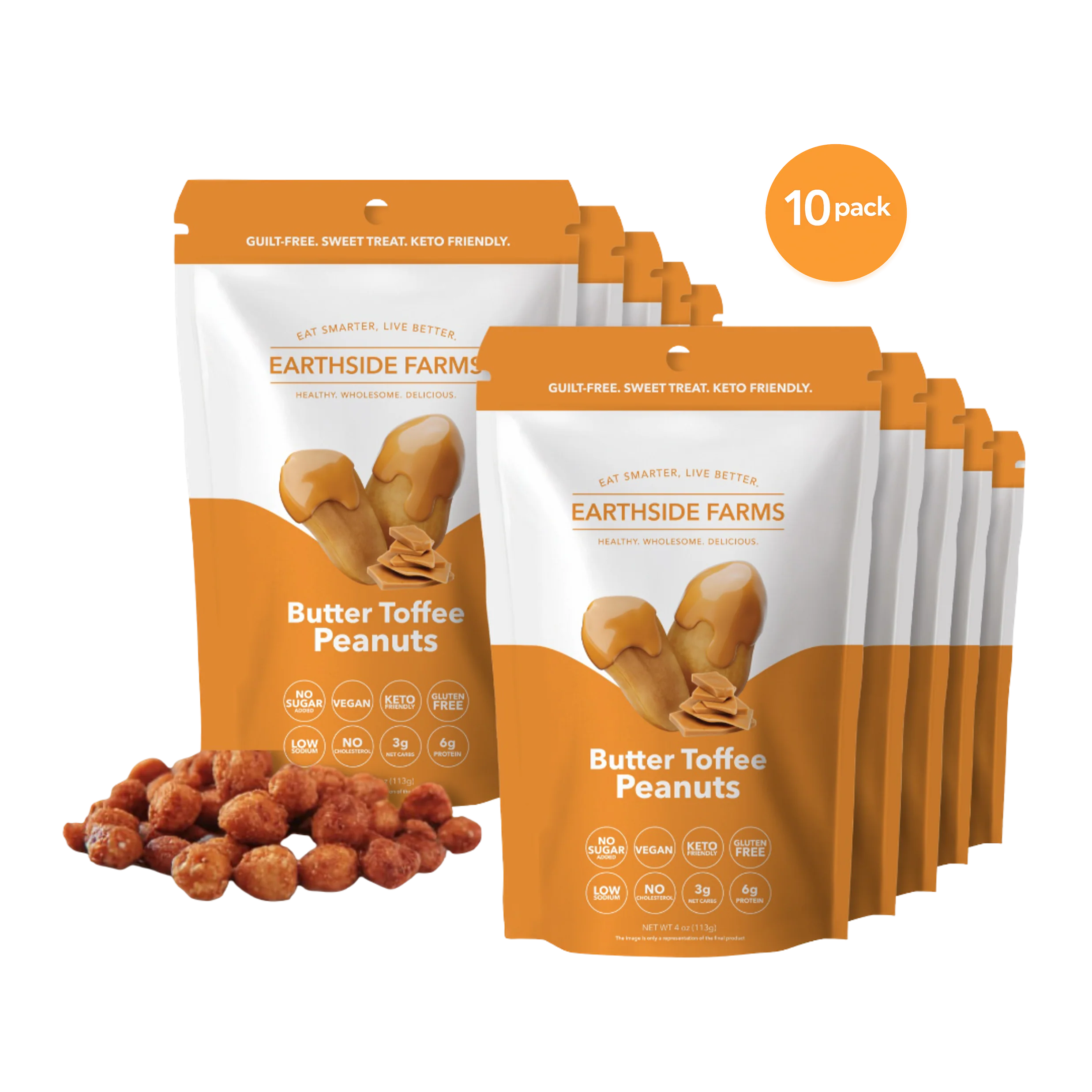 Earthside Farms Nuts, Butter Toffee Peanuts, 4oz (Pack of 10)