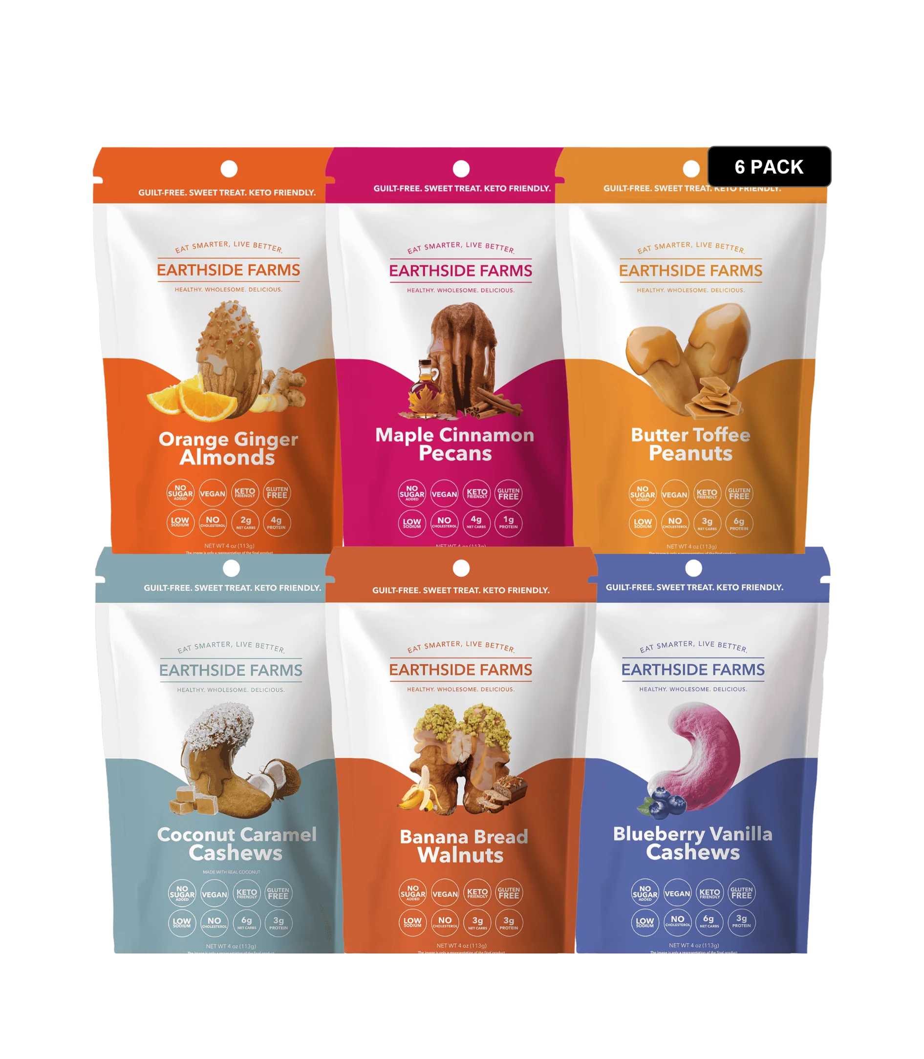 Earthside Farms Nuts, Candied Nuts Variety, 4oz (Pack of 6)