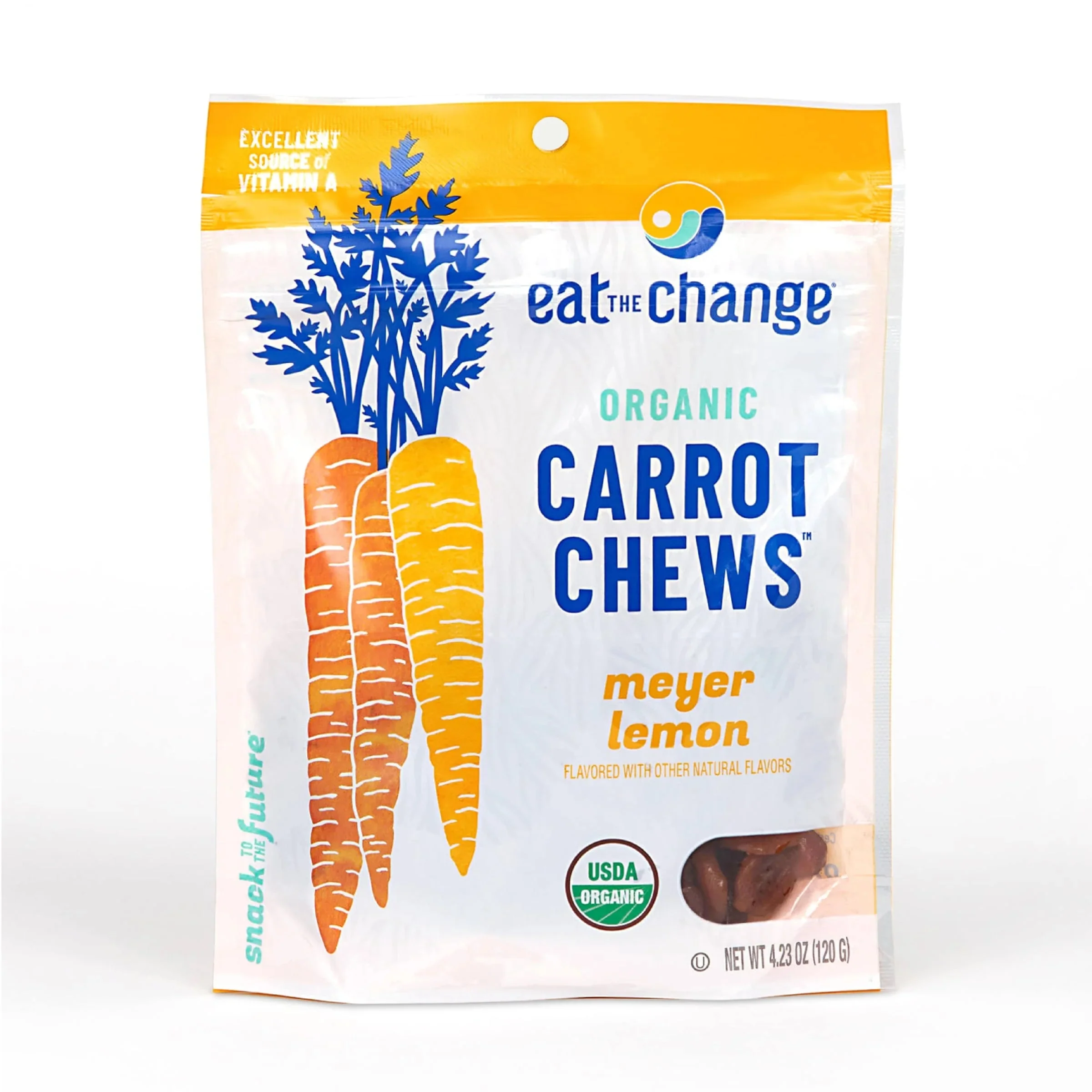 Eat the Change Organic Carrot Chews, Meyer Lemon, 4.23oz Pouches (Pack of 8)