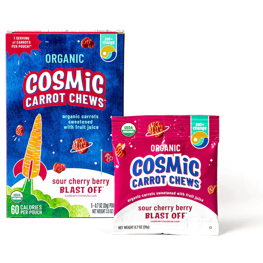 Eat the Change Organic Cosmic Carrot Chews, Sour Cherry Berry, 5 - 0.7oz Pouches (Pack of 3)