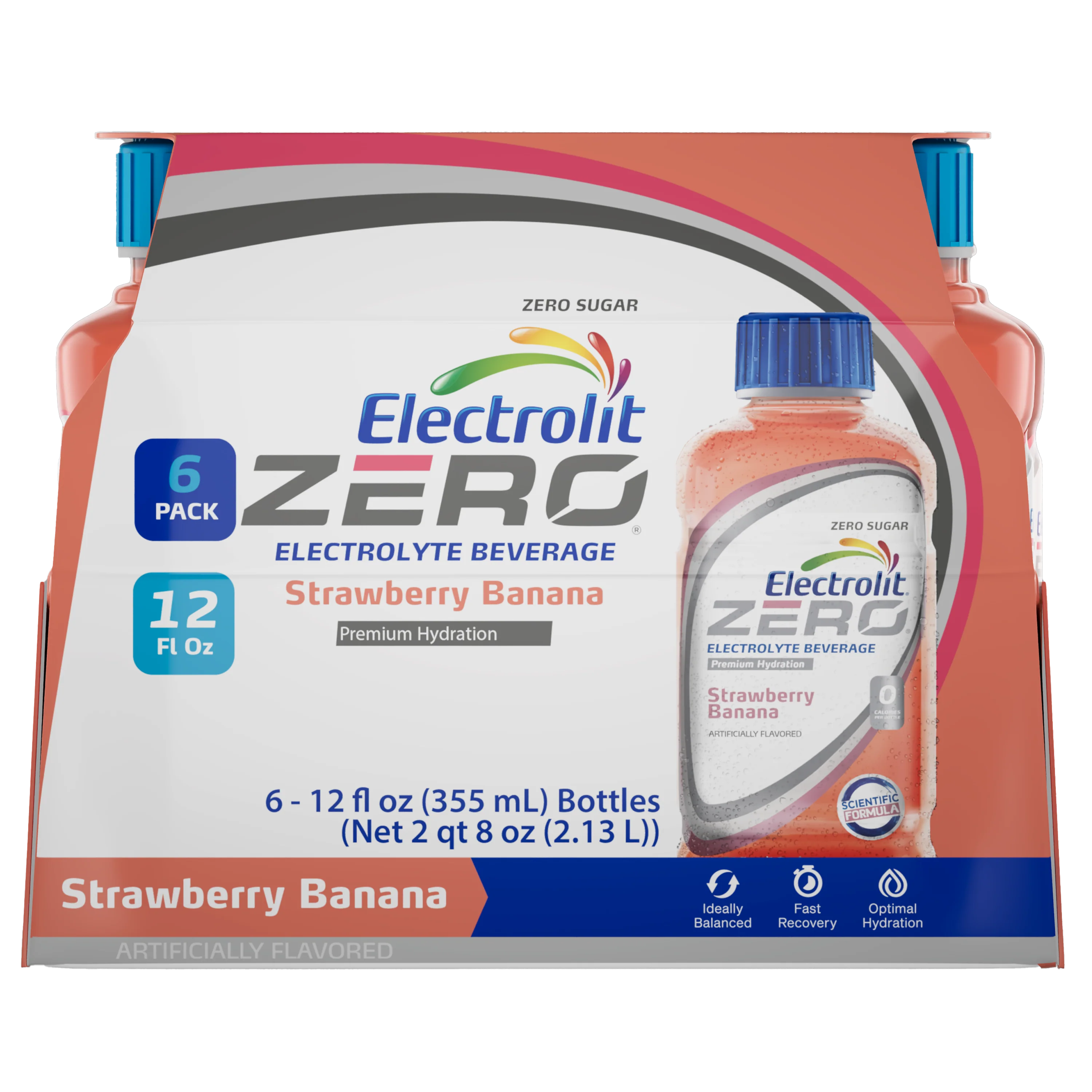 Electrolit ZERO Electrolyte Hydration Beverage, Strawberry Banana, 12oz - Multi-Pack