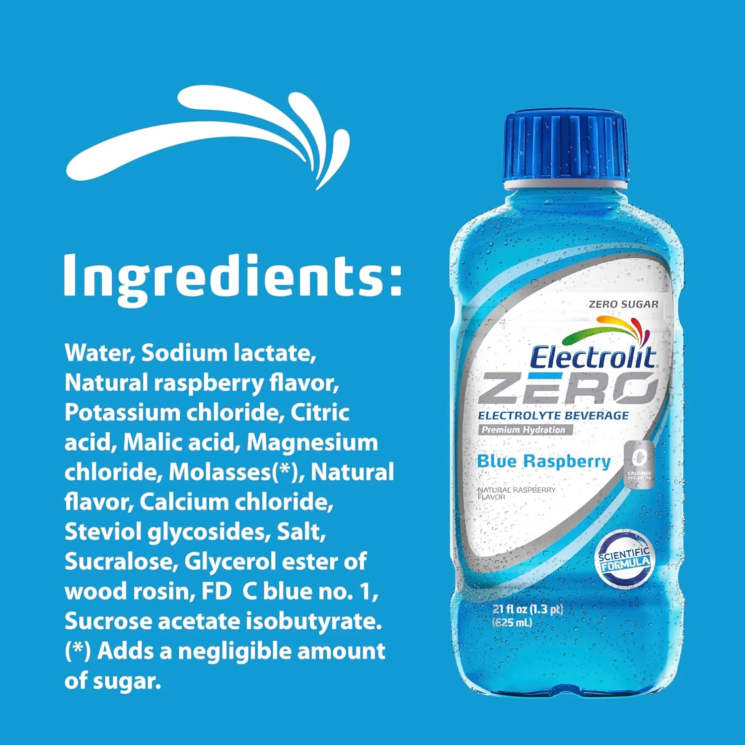 Electrolit ZERO Electrolyte Hydration Beverage, Blue Raspberry, 21oz (Pack of 12) - Image 3