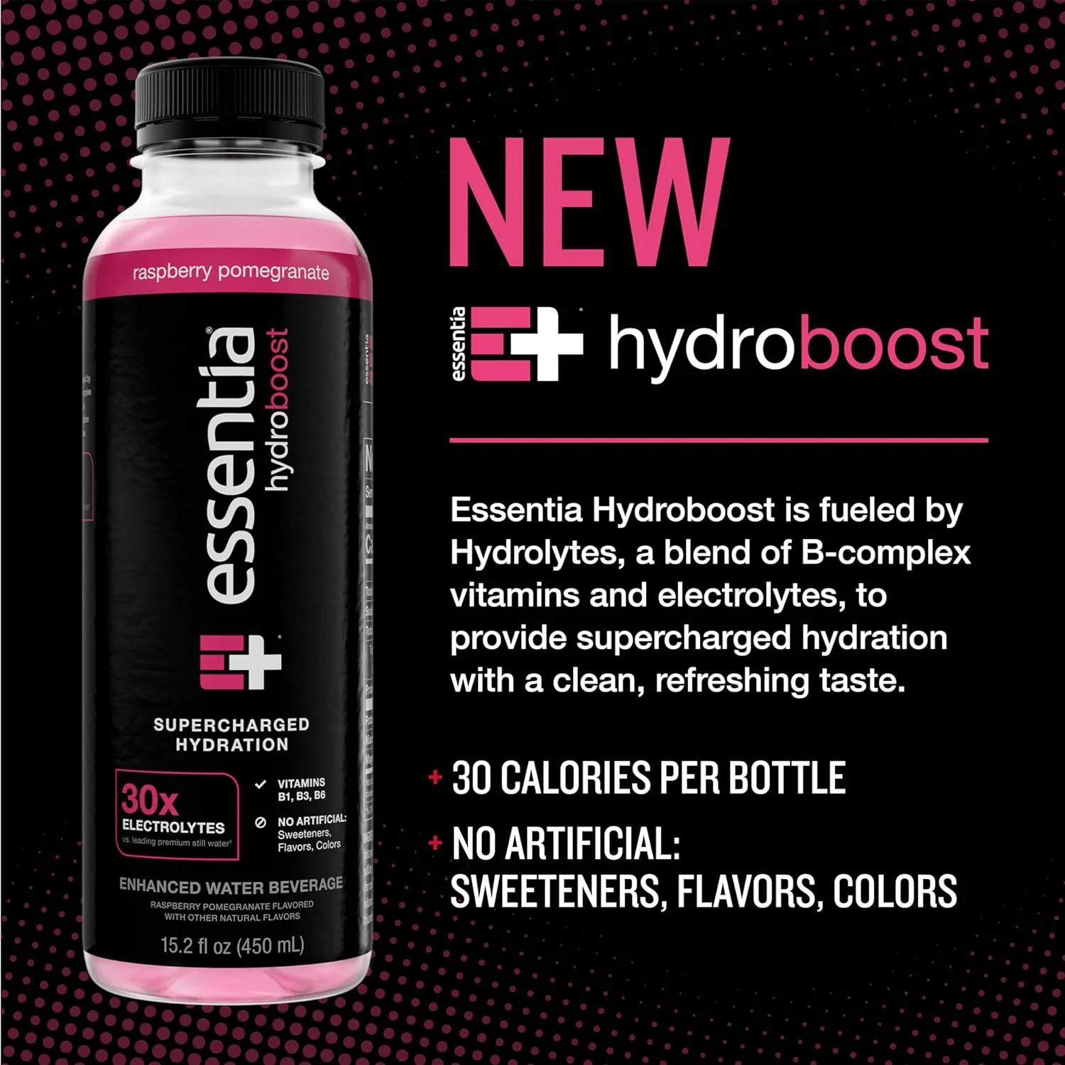 Essentia Hydroboost Enhanced Water, Raspberry Pomegranate, 15.2oz (Pack of 12) - Image 3