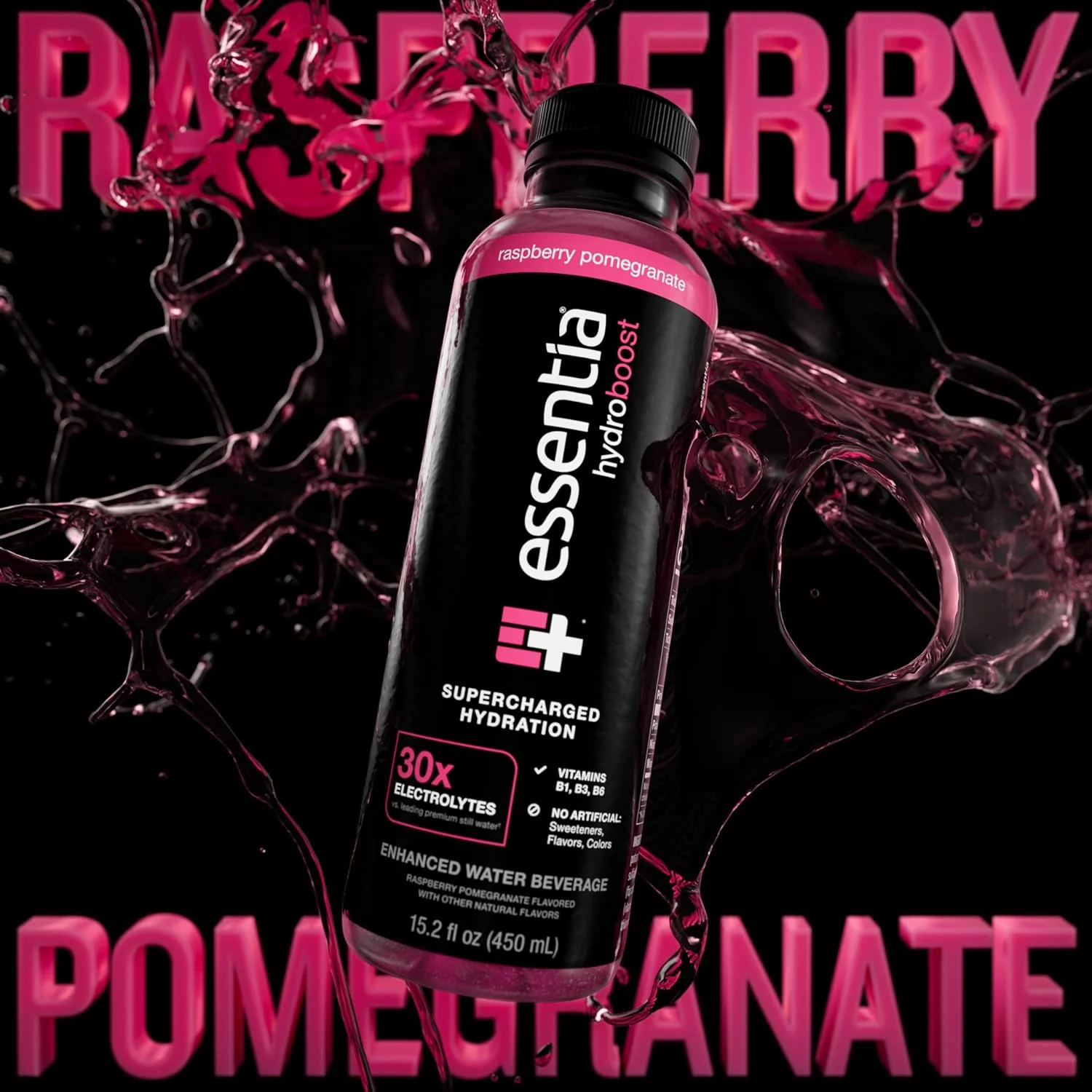 Essentia Hydroboost Enhanced Water, Raspberry Pomegranate, 15.2oz (Pack of 12) - Image 4