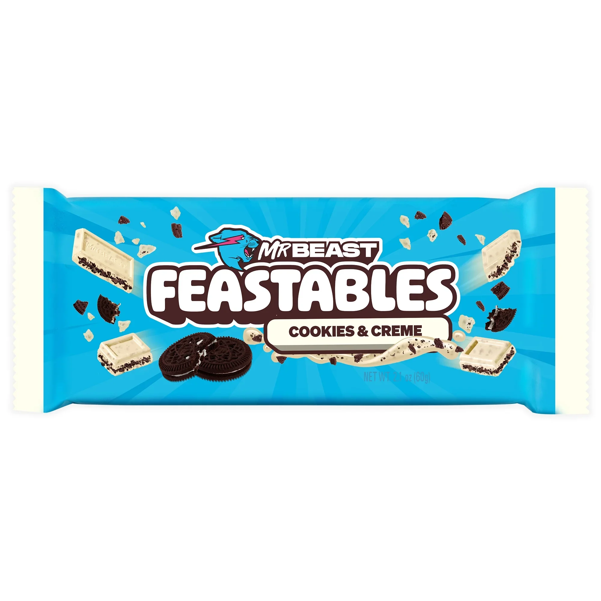 Feastables MrBeast Chocoalte, Cookies & Creme, (60g) 2.11 oz (Pack of 24)